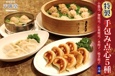 天廣堂 特製手包み点心5種セット 小籠包 蟹焼売 広東焼売 水餃子 焼き餃子 餃子 冷凍 中華 点心 セット 簡単調理 本格 プロの味 おつまみ おかず 贈り物 お取り寄せ 詰め合わせ 手づくり 千葉県 松戸市
