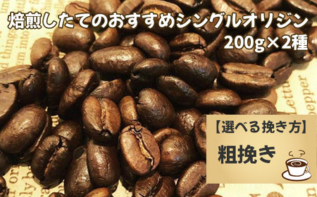 焙煎したてのおすすめシングルオリジン 200g×2種（粗挽き） No.170-02 9,000円