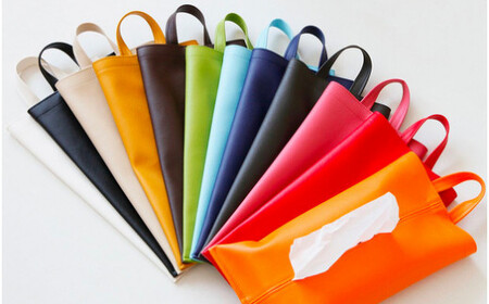 No.207-01 掛けられるPVCレザーティッシュケース「KETY」2個セット（ホワイト）