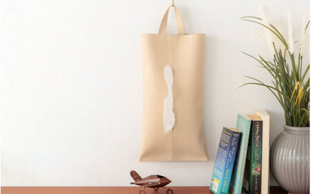 No.207-01 掛けられるPVCレザーティッシュケース「KETY」2個セット（ホワイト）