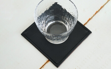 PVCレザーコースター「LEST」（ブラック） No.219-02