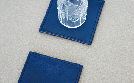 PVCレザーコースター「LEST」（ネイビー） No.219-08