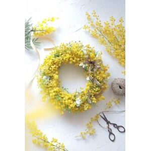 アーティフィシャルフラワー ミモザのリース(Lサイズ)1点【1494330】