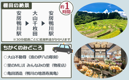 【千葉県鴨川市】観光タクシー貸切利用券 １時間（定員４名／１台）　[0026-0007]