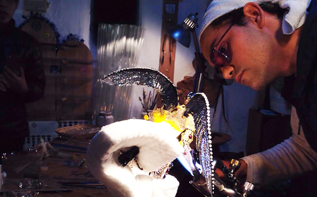 【ガラス工房アルコス】 菜の花ガラスペンダント　［0020-0095］