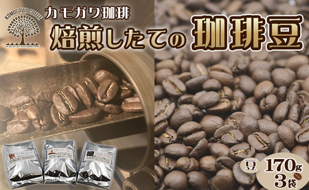 【カモガワ珈琲】焙煎したてのコーヒー豆 ３種（170g×３袋）《豆》　[0016-0022]