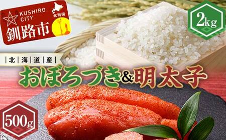 【期間限定！寄附額改定↓！】新米 北海道産おぼろづき米2kg＆明太子（500g） ふるさと納税 米 おぼろづき たらこ 明太子 F4F-7765