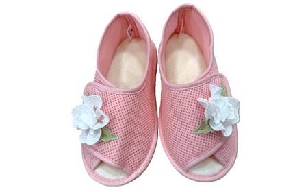 【期間限定!寄附額改定↓!】室内シューズ ピンク (前開き) L Lサイズ 入院用 介護用 靴 母の日 ギフト くつ ルームシューズ 雑貨 F4F-8160