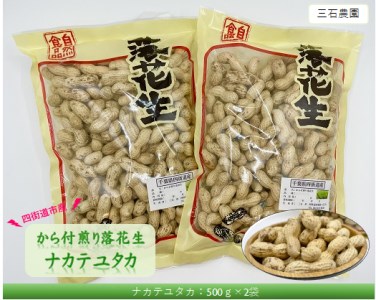 No.350 から付煎り落花生 「ナカテユタカ」 500g×2袋 / 豆 から付 おつまみ 千葉県 特産品