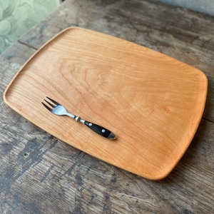 木製 トレイ まあるい形360×260  無垢一枚板浅彫りトレー ｶﾌｪﾄﾚｲ受注生産（ウォールナット濃茶） mi0037-0031-2