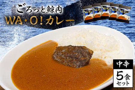 道の駅和田浦WA・O！ごろっと鯨肉　WA・O!カレー　中辛5食セット mi0016-0001