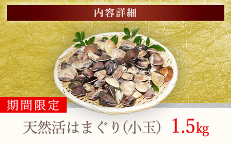 ＜先行受付/2025年5月より配送＞【千葉県ブランド認定】天然活はまぐり（小玉）《1.5㎏》ふるさと納税 はまぐり ハマグリ 蛤 貝類 魚介 海鮮 お吸い物 パスタ パエリア お歳暮 贈答 お祝い 千葉県 山武市 SMBO001