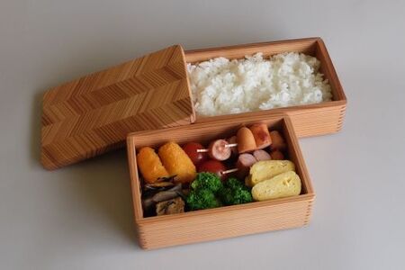 山武杉のお弁当箱　杉綾　大２段　900ml（450ml×2) ／ふるさと納税 山武杉 天然木 お弁当箱 2段 自然 ぬくもり 杉 ギフト プレゼント 千葉県 山武市 SMP009