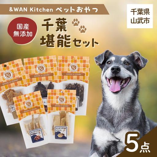 ＆WAN Kitchenペットおやつセット（千葉堪能セット）（鹿肉スライス/猪肉スライス/錦爽どりささみ/サメスライス・サメ軟骨） SMU017