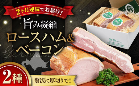【全2回定期便】ロースハム＆ベーコンセット 計 1kg 手作り 冷蔵配送 北海道 [AJAI027]