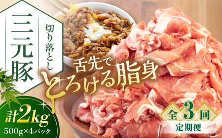 【全3回定期便】平田牧場 切り落とし 2kg (500g×4P)  豚肉 切り落とし 小分け [AJAP035]