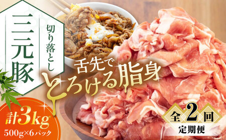 【全2回定期便】平田牧場 切り落とし 3kg (500g×6P)  豚肉 切り落とし 小分け [AJAP038]