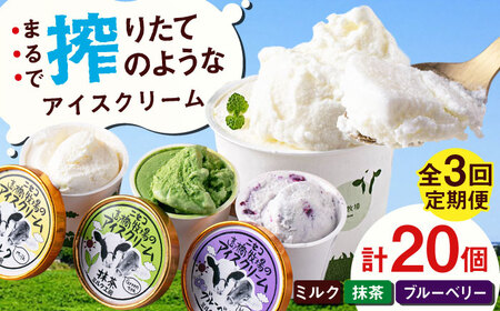 【全3回定期便】ミルク工房 カップ アイス セット 20個  ジェラート 抹茶 ブルーベリー 詰め合わせ 冷凍配送 北海道 [AJAI060]