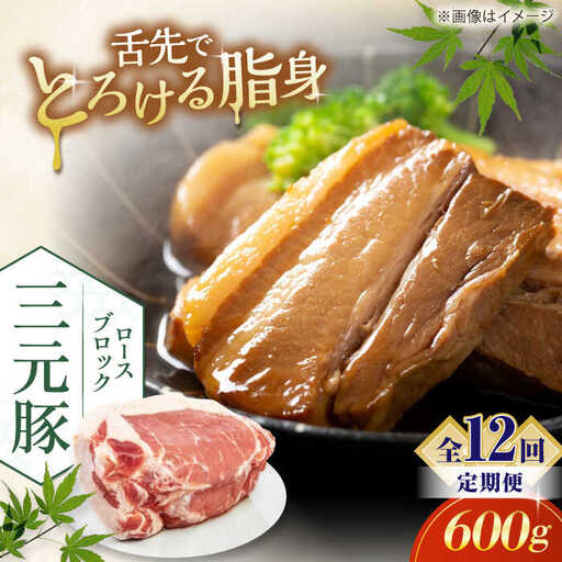 【全12回定期便】平田牧場 ロース ブロック 600g 豚肉 ローストポーク 煮豚 煮物 [AJAP097]