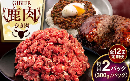【全12回定期便】鹿肉 ひき肉 600g (300g×2P)  鹿肉 ジビエ ハンバーグ 北海道 [AJAO061]
