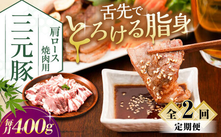 【全2回定期便】平田牧場 肩ロース 焼肉用 400g (200g×2P) 豚肉 ロース スライス [AJAP147]
