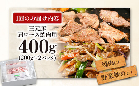 【全3回定期便】平田牧場 肩ロース 焼肉用 400g (200g×2P) 豚肉 ロース スライス [AJAP148]