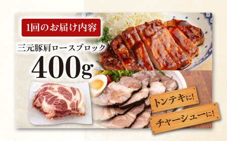 【全2回定期便】平田牧場 肩ロース ブロック 400g  豚肉 ローストポーク 煮豚 [AJAP160]
