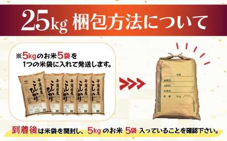 令和5年産 2年連続特A評価!千葉県産コシヒカリ25kg（5kg×5袋） E007