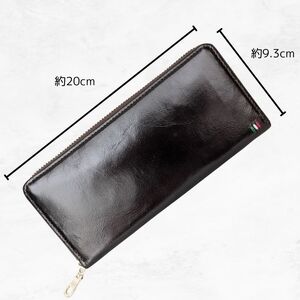 牛革　長財布　ステッチA（ネイビー×ブラウン）