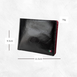 牛革　二つ折り財布　　ステッチA（ネイビー×ブラウン）