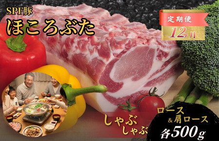 【12ヶ月定期便】千葉県産 下山農場 SPF豚 「 ほころぶた 」（ しゃぶしゃぶ用 ） ／ SPF豚 豚肉 ほころぶた しゃぶしゃぶ ロース 肩ロース 定期便
