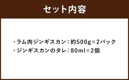 鶴岡精肉店のラム肉 ジンギスカン 計約1kg（約500g×2パック）タレ（80ml×2個）セット お肉 肉 ラム肉 ラム 羊肉 仔羊 スライス