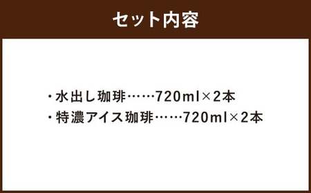 自家焙煎ネル濾し 【水出し珈琲】 ・自家焙煎ネルドリップ 【特濃アイス珈琲】 720ml×各2本 4本セット ［名水の郷 北海道京極町］ 布ドリップ 布フィルター フランネル アイスコーヒー 水出し コーヒー 珈琲 自家焙煎 深煎 常温 
