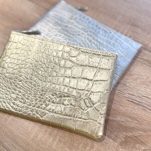【本革 日本製】クロコ型押し レザーポーチ(ゴールド)_装飾品・工芸品  服飾小物 _【1581161】