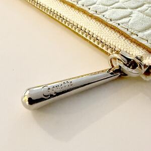 【本革 日本製】クロコ型押し レザーポーチ(ゴールド)_装飾品・工芸品  服飾小物 _【1581161】