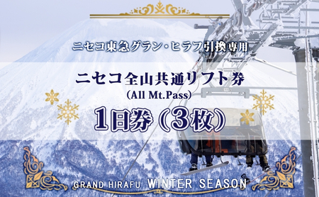 ニセコ 全山共通 リフト券 All Mt.Pass 1日券 【3枚】 2025-2026シーズン スキー リフト券 スポーツ 羊蹄山 雪 パウダースノー ニセコ 倶知安町 スキー場 冬山 雪山 ウインタースポーツ スノボ 