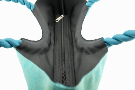 【makixmaki】高級ゴールデンシルクハンドバッグ(フェアトレード) ターコイズブルー 0137-002-S06-1