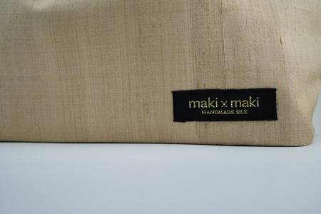 【makixmaki】高級ゴールデンシルクハンドバッグ（フェアトレード） シャンパンゴールド 0137-002-S06-3