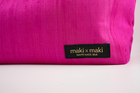 【makixmaki】高級ゴールデンシルクハンドバッグ（フェアトレード） ローズピンク 0137-002-S06-5