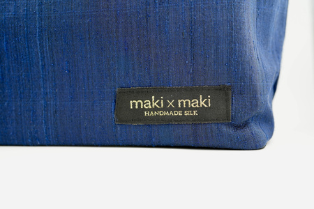【makixmaki】高級ゴールデンシルクハンドバッグ（フェアトレード） サファイヤブルー 0137-002-S06-6