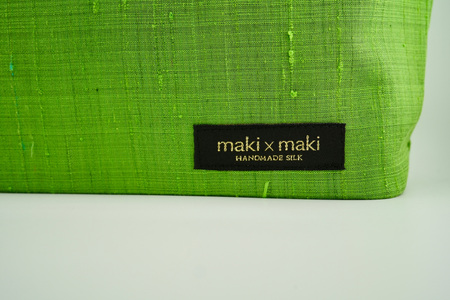 【makixmaki】高級ゴールデンシルクハンドバッグ（フェアトレード） グリーンティー 0137-002-S06-7