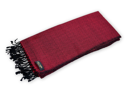 【makixmaki】ハンドメイド上質コットン ジャガード織ストール（フェアトレード） バーガンディー（エンジ） 0137-001-S06-2