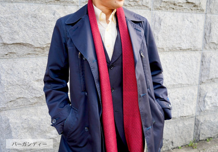 【makixmaki】ハンドメイド上質コットン ジャガード織ストール（フェアトレード） バーガンディー（エンジ） 0137-001-S06-2