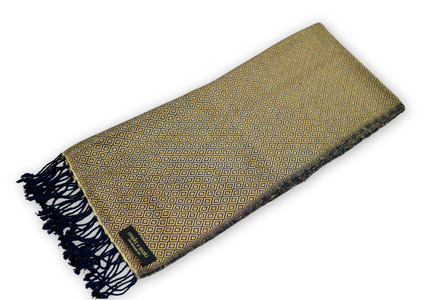 【makixmaki】ハンドメイド上質コットン ジャガード織ストール(フェアトレード) ハニーゴールド 0137-001-S06-4