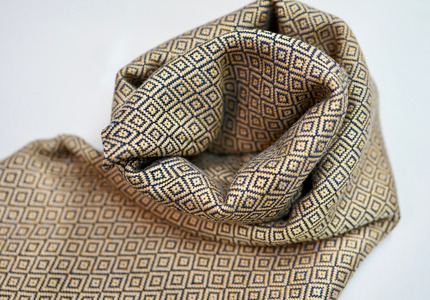 【makixmaki】ハンドメイド上質コットン ジャガード織ストール(フェアトレード) ハニーゴールド 0137-001-S06-4