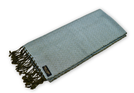 【makixmaki】ハンドメイド上質コットン ジャガード織ストール(フェアトレード) ブルーシルバー 0137-001-S06-5