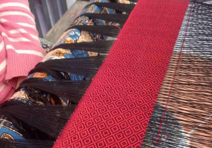 【makixmaki】ハンドメイド上質コットン ジャガード織ストール(フェアトレード) ブルーシルバー 0137-001-S06-5