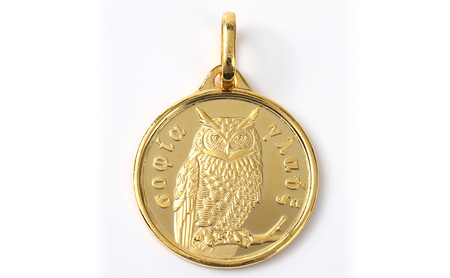 純金 ペンダント トップ  (純金 闘いと知恵の女神 アテナ/フクロウ) 　アクセサリー アクセ ペンダントトップ 金 24金 メダル ふくろう プレゼント 贈り物 誕生日 記念日 文京区