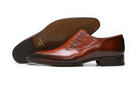 クインクラシコ 革靴 25005S〈ブラウン〉 (サイズ:24.5cm) 紳士靴 幅広 甲高 ビジネスシューズ サイドレース エラスティック スリッポン 牛革