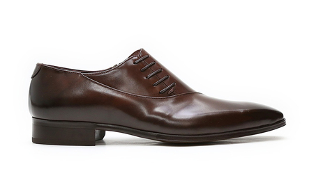 クインクラシコ 革靴 25005S〈ダークブラウン〉 (サイズ:27.0cm) 紳士靴 幅広 甲高 ビジネスシューズ サイドレース エラスティック スリッポン 牛革